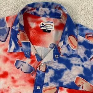 PSI International Party‎ Shirt Americana Patriotic Tie Dye Mens XL Drinking EUC